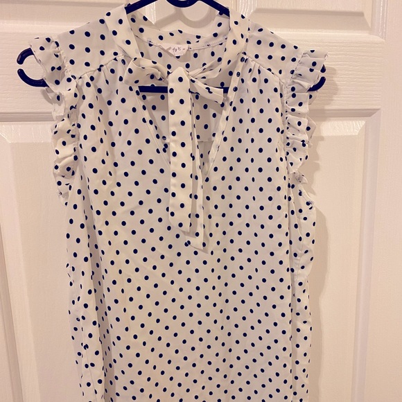 ✨Host Pick✨ Tie Neck Polka Dot Flounce Sleeve Chiffon Blouse - Picture 6 of 9